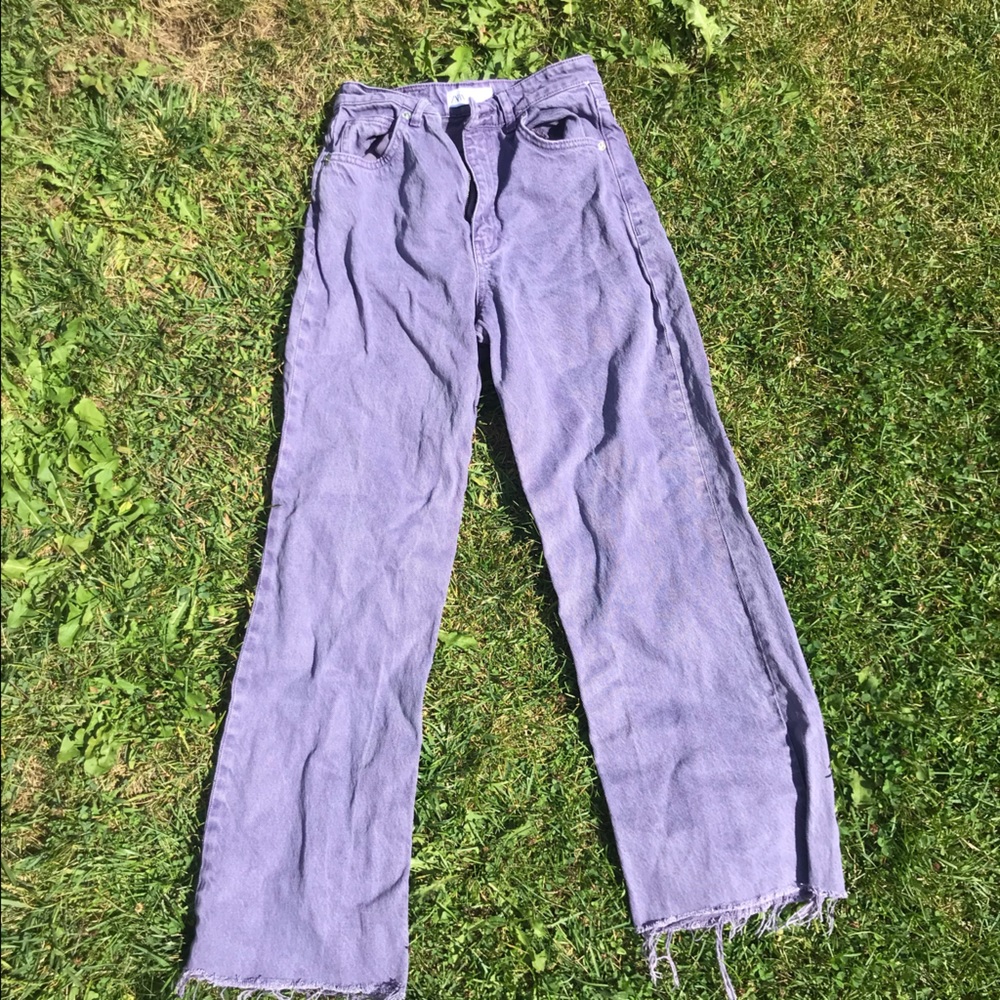 Cropped flared Purple Zara jeans